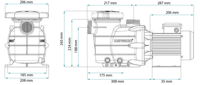 Poolpumpe Hayward Powerline PL IE2 – 1 HP, 15 m³/h (81006, einphasig)