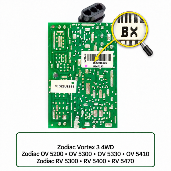Elektronikplatine für Zodiac Vortex 3 4WD / OV 5200-5300-5330-5410 / RV 5300-5400-5470 – Typ C | Gebraucht (12 Monate Garantie)